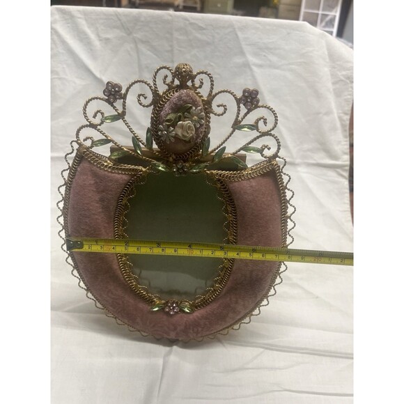 Vintage Gold Wire Pink Plush Jeweled Frame 4 X 6" Photo - Picture 6 of 6
